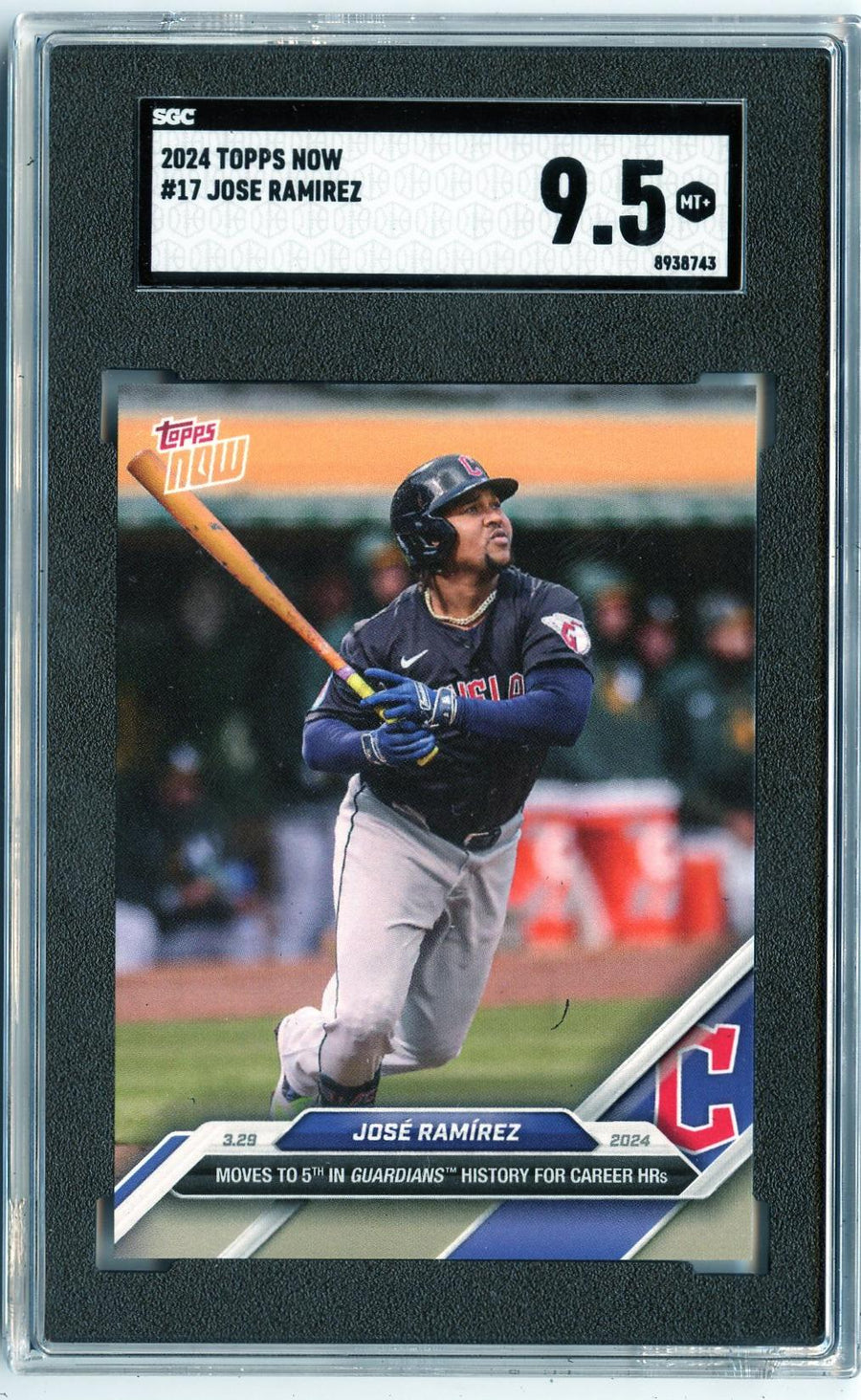 2024 Topps Now #17 Jose Ramirez SGC 9.5 — Front