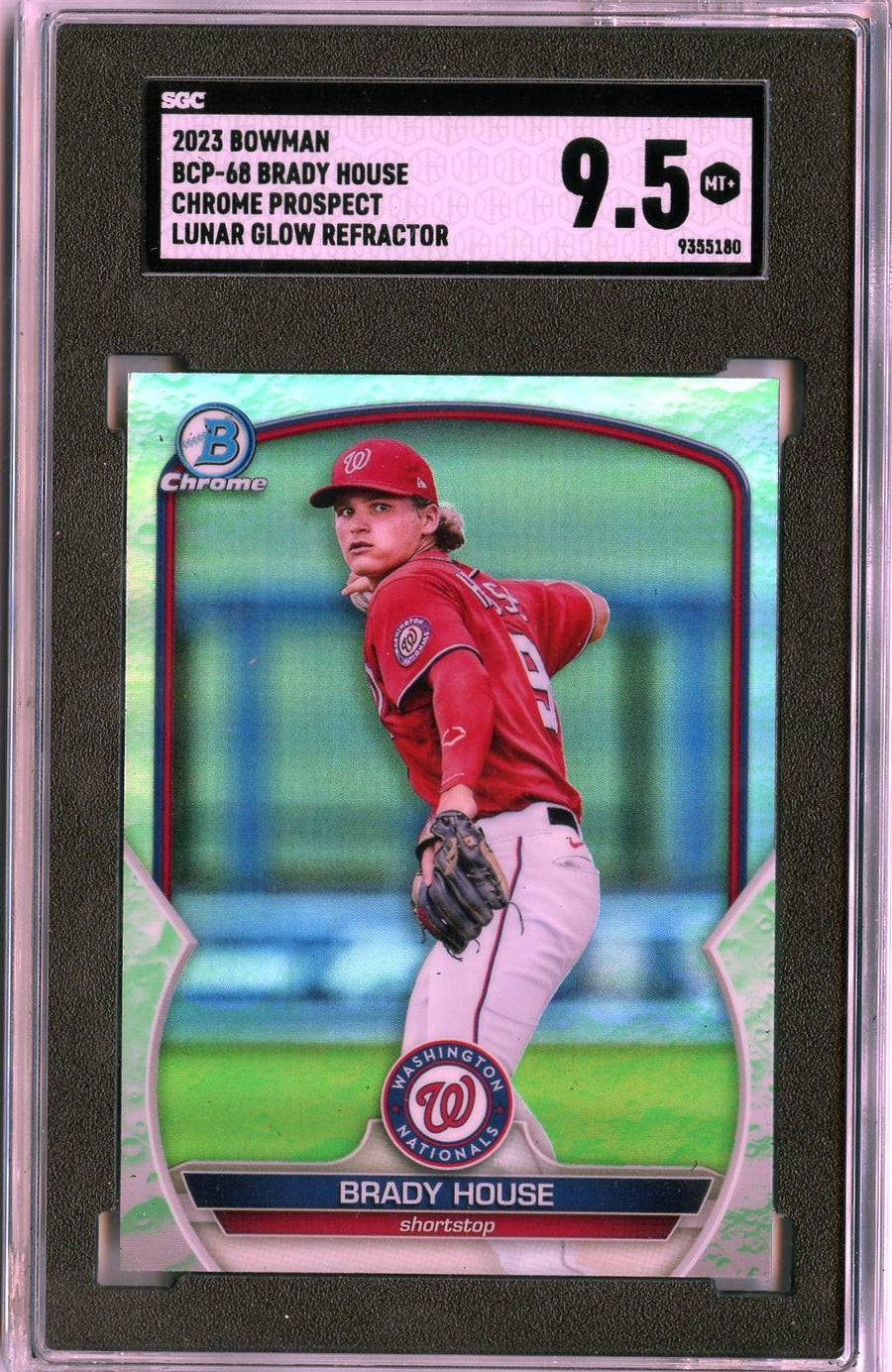 2023 Bowman #BCP-68 Brady House Lunar Glow Refractors SGC 9.5 — Front