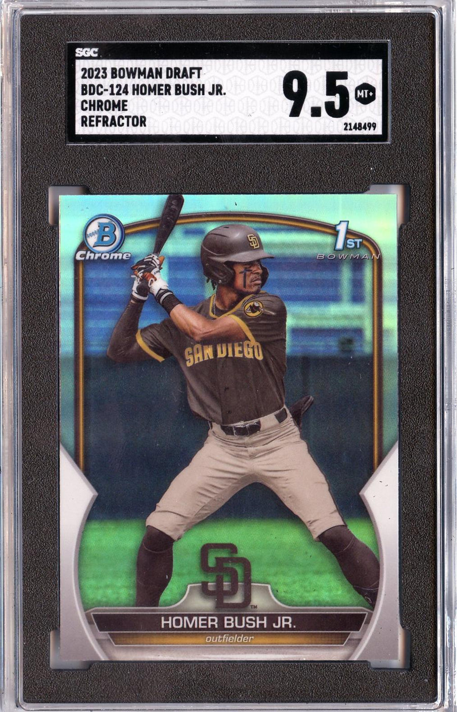 2023 Bowman Draft #BDC-124 Homer Bush Jr. Chrome Refractor SGC 9.5 — Front