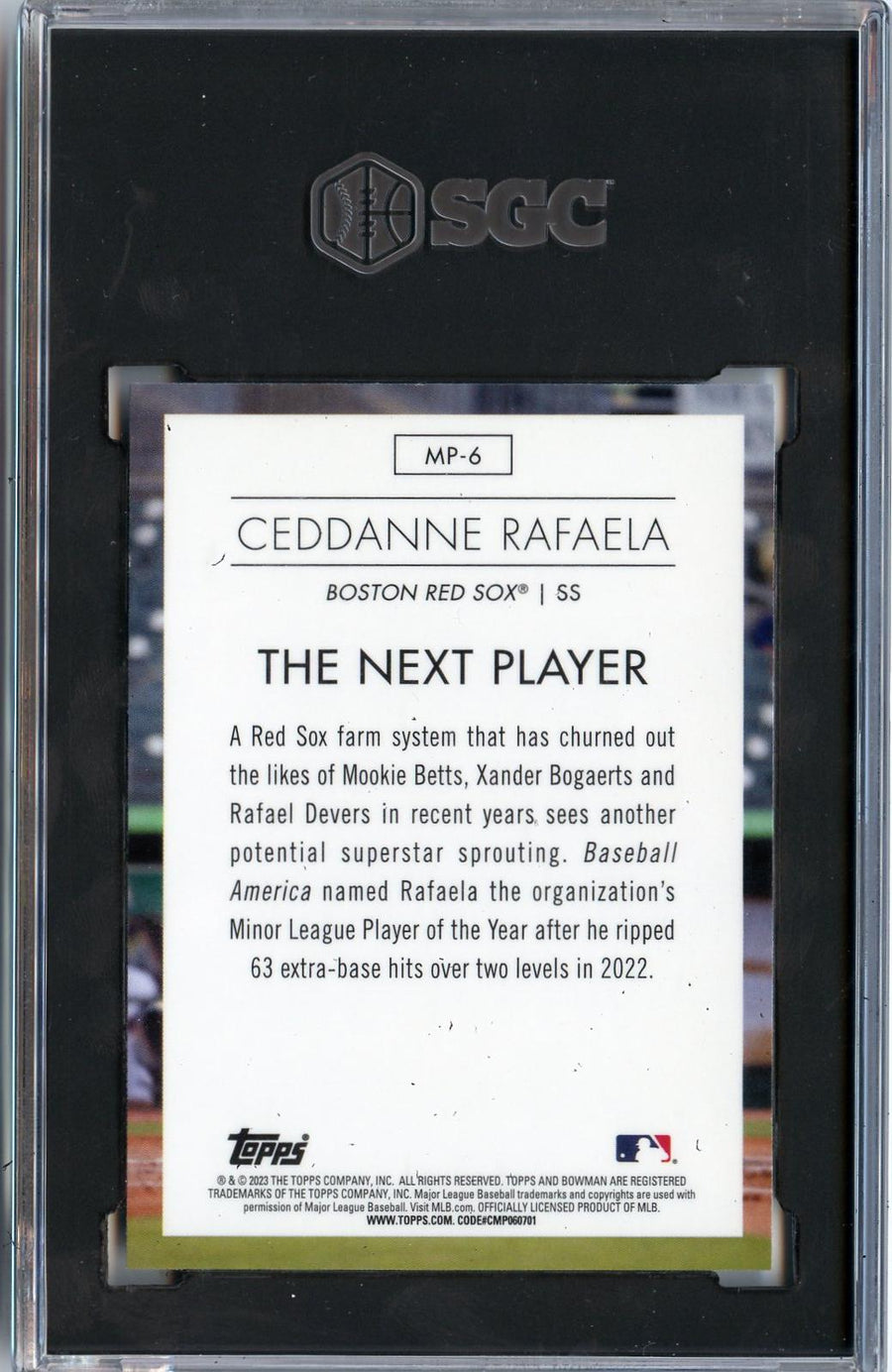 2023 Bowman #MP-6 Ceddanne Rafaela Modern Prospects SGC 9.5 — Back