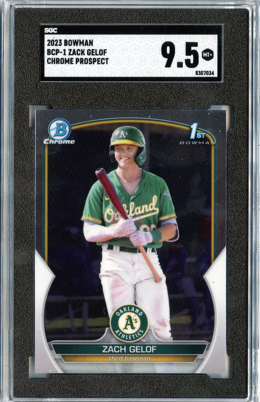 2023 Bowman #BCP-1 Zack Gelof Chrome Prospects Pearl Refractors SGC 9.5 — Front
