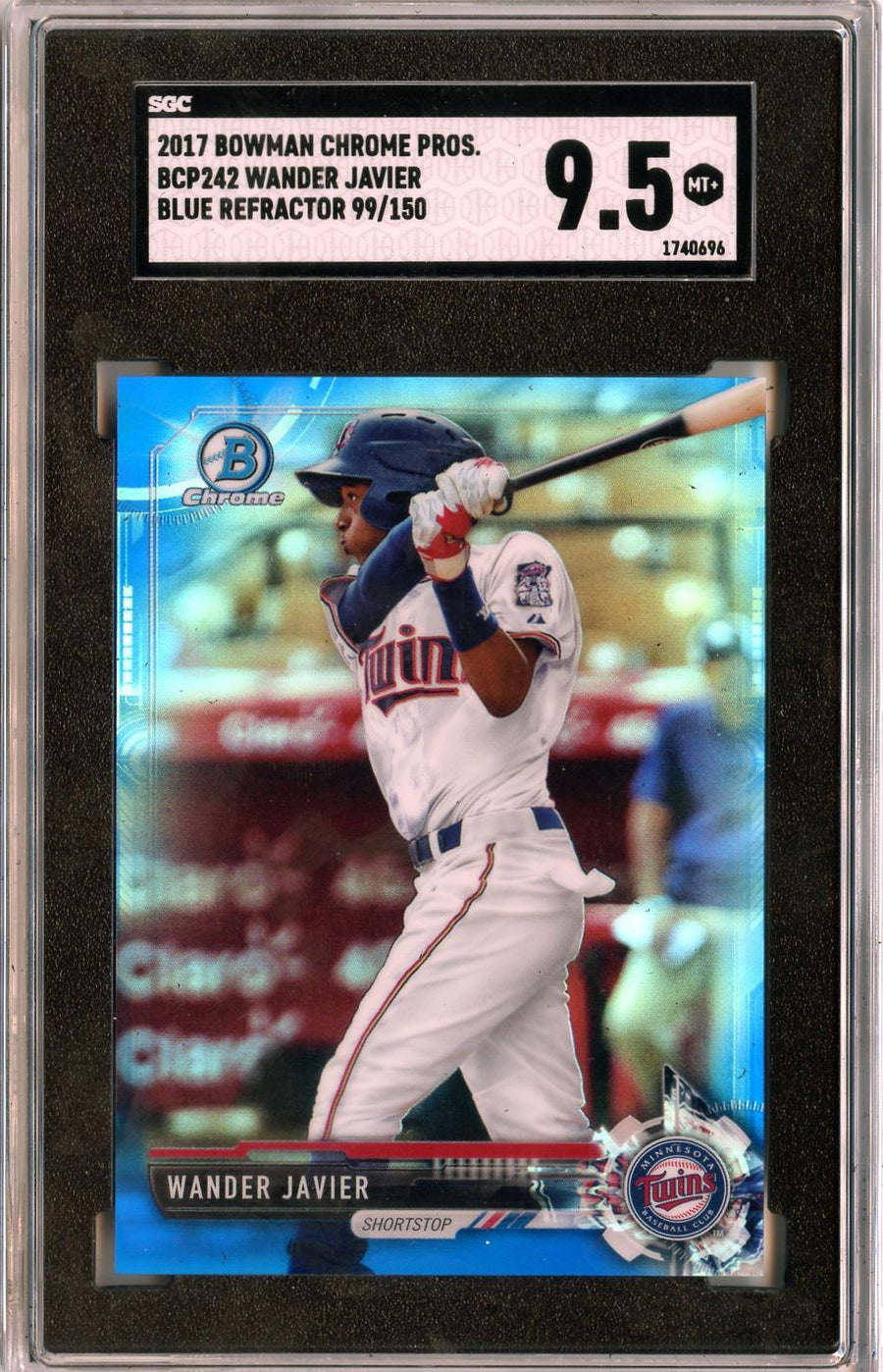 2017 Bowman Chrome #BCP242 Wander Javier Prospects Blue Refractor SGC 9.5 — Front