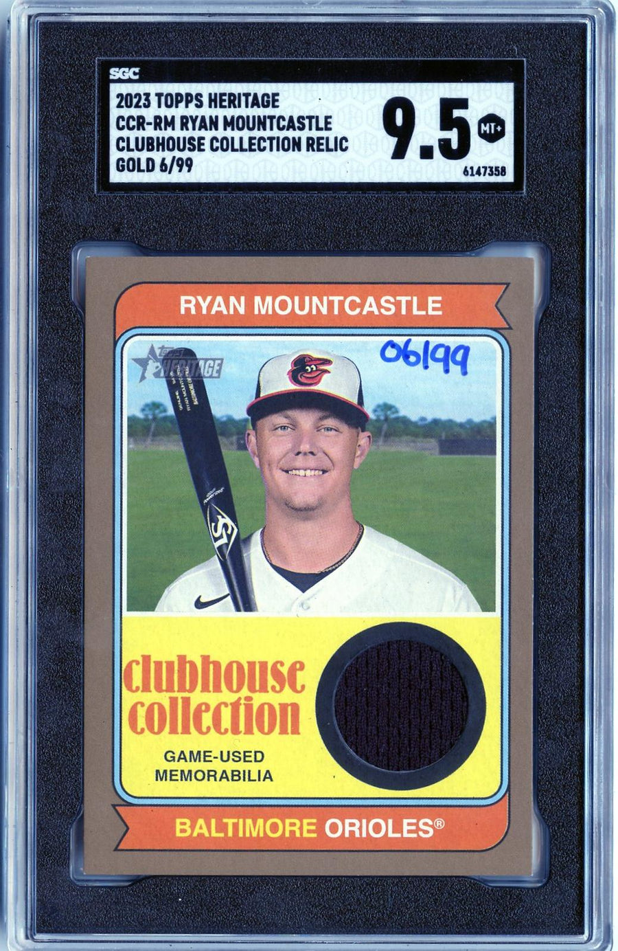 2023 #CCR-RM Ryan Mountcastle Clubhouse Collection Relics Gold SGC 9.5 — Front