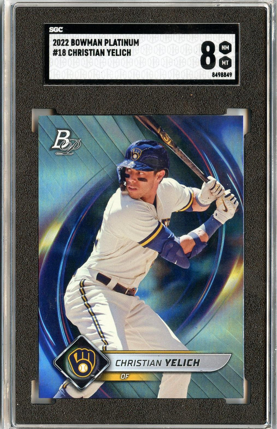 2022 Bowman Platinum #18 Christian Yelich SGC 8 — Front
