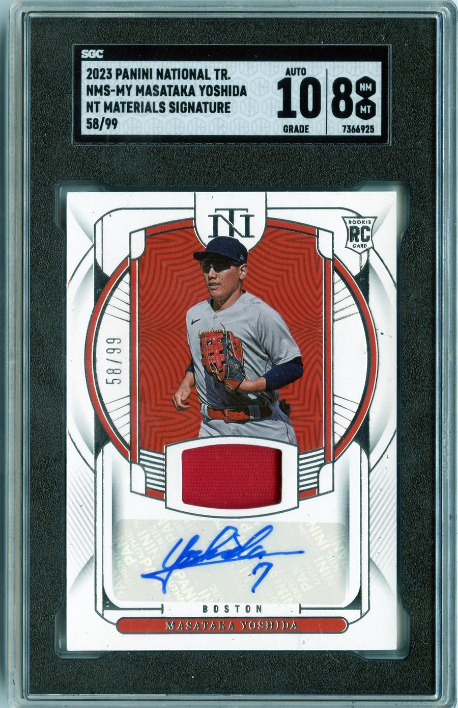 2023 Panini #NMS-MY Masataka Yoshida NT Materials Signatures SGC 8-10 — Front