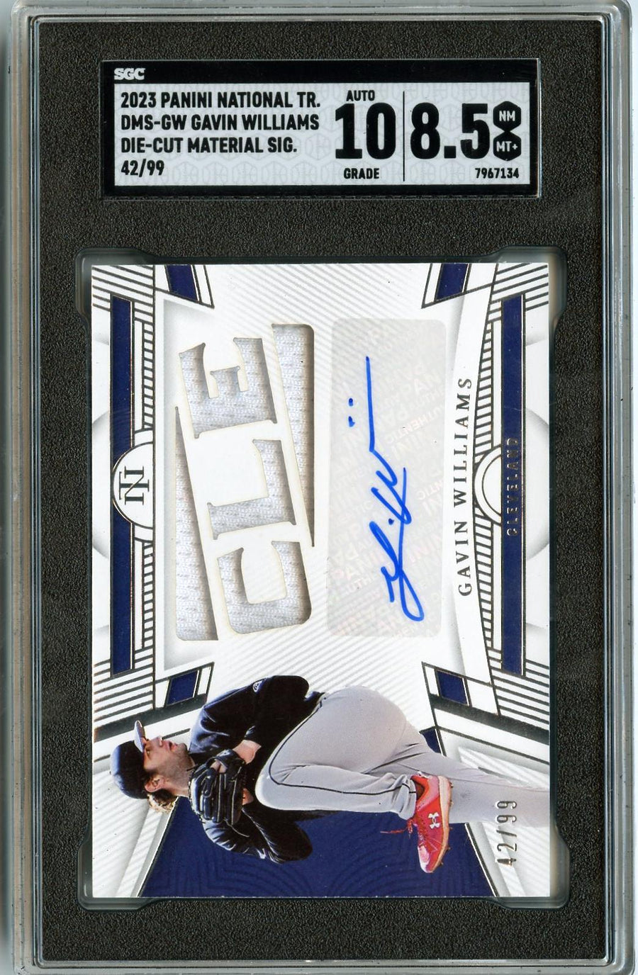 2023 Panini #DMS-GW Gavin Williams Material Signatures Die Cuts SGC 8.5 — Front