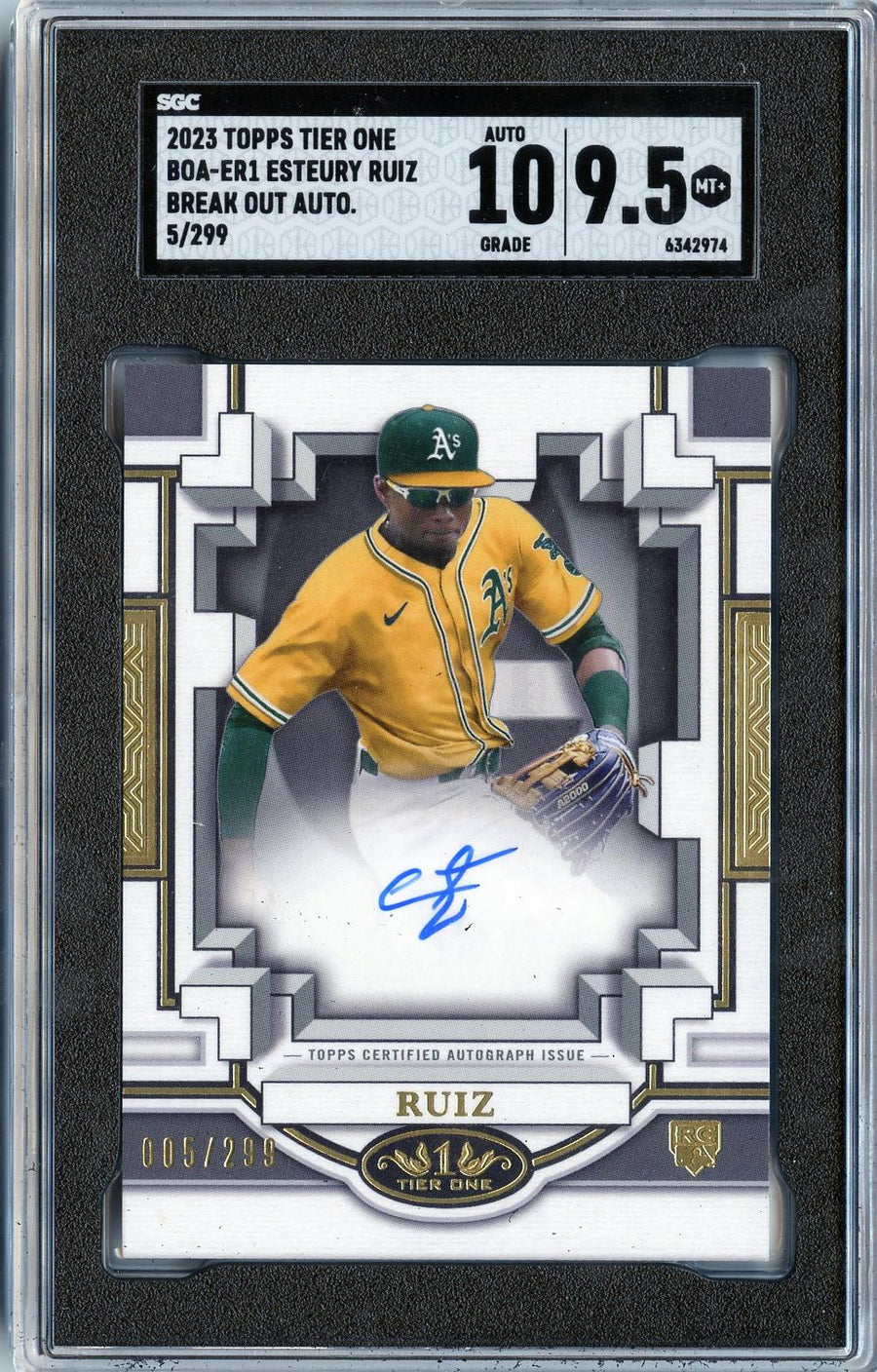2023 Topps Tier One #BOA-ER1 Esteury Ruiz Break Out Autographs SGC 9.5 — Front