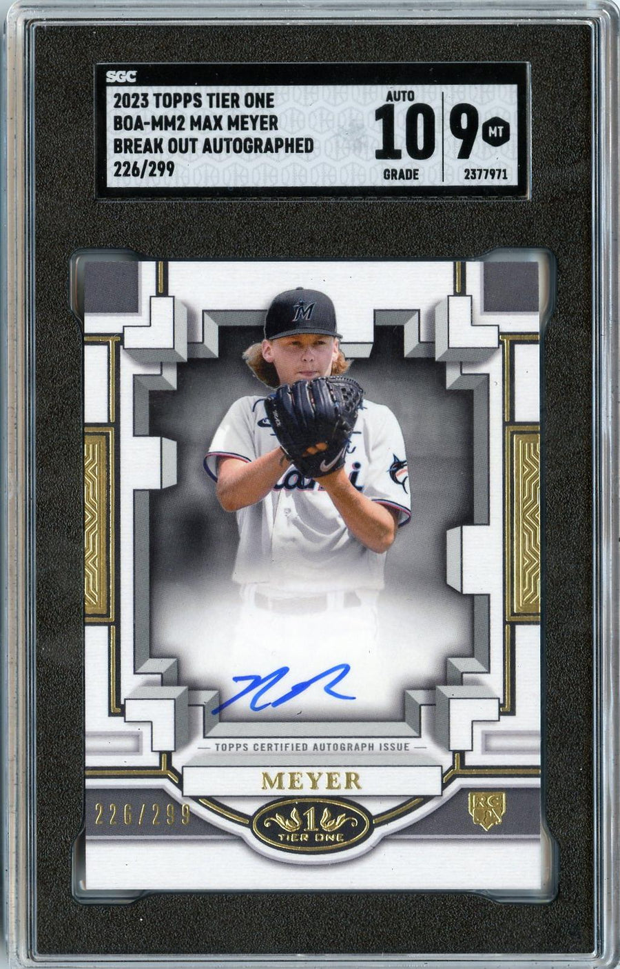 2023 Topps Tier One #BOA-MM2 Max Meyer Break Out Autographs SGC 9 — Front