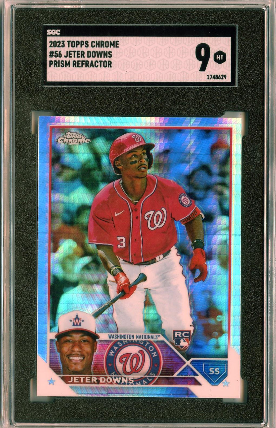 2023 Topps Chrome #56 Jeter Downs Prism Refractors RC SGC 9 — Front
