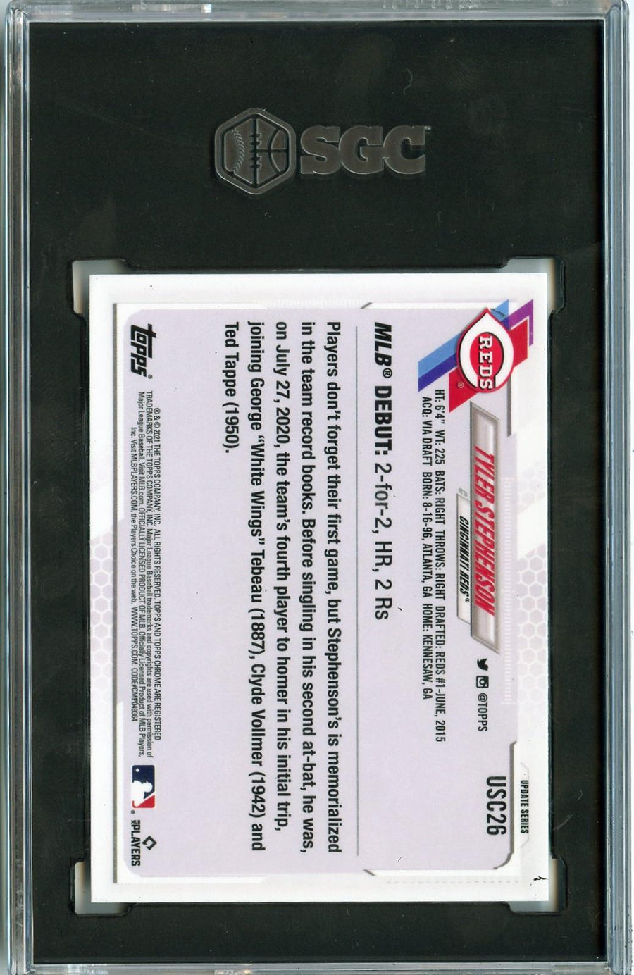 2021 Topps Chrome Update #USC26 Tyler Stephenson SGC 9 — Back