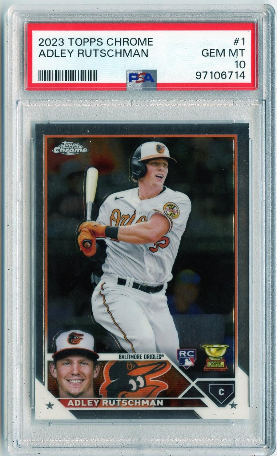 2023 Topps Chrome #1 Adley Rutschman RC PSA 10 — Front