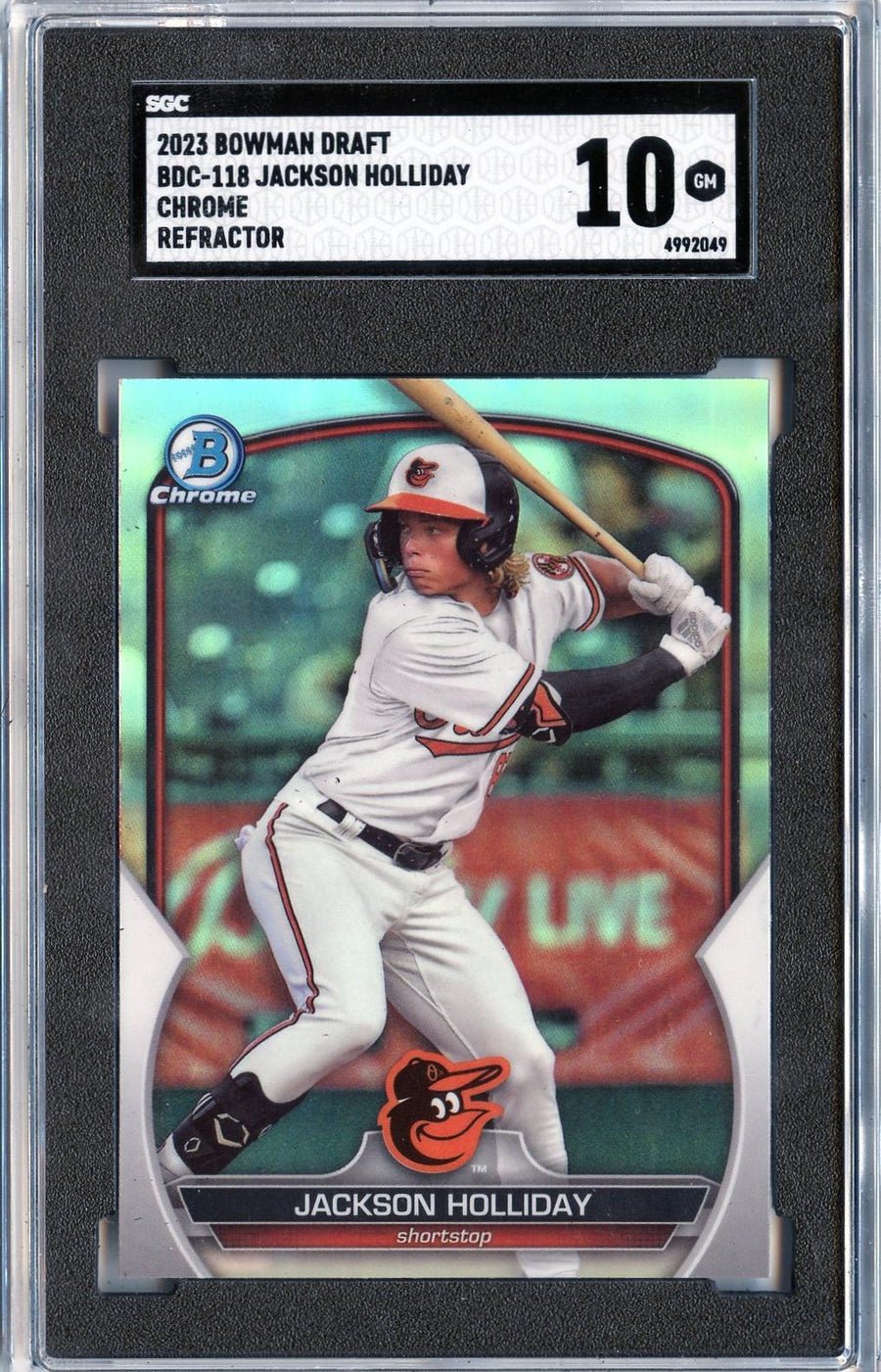 2023 Bowman Draft #BDC-118 Jackson Holliday Chrome Refractor SGC 10 — Front