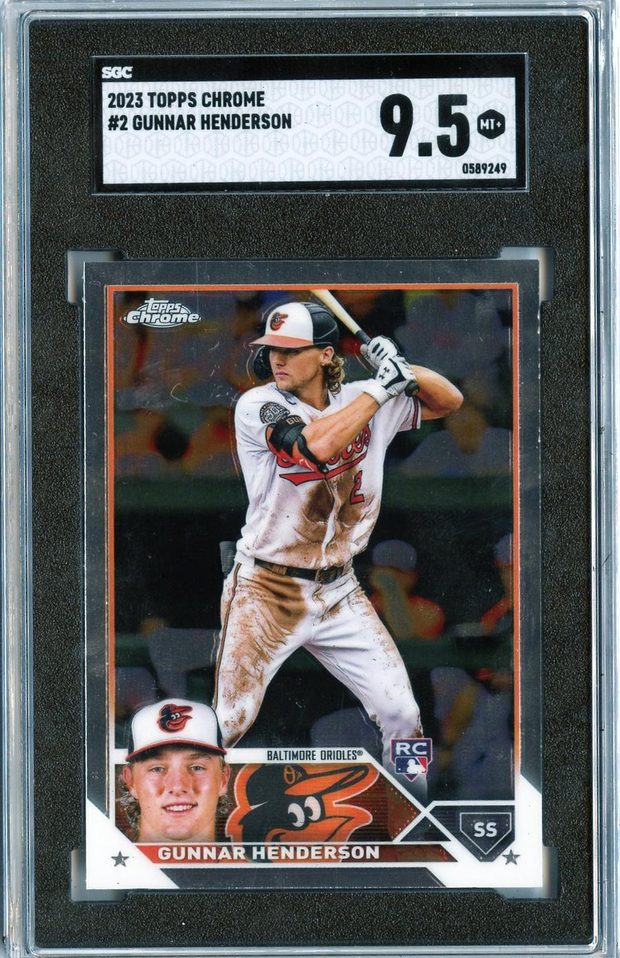 (1)2023 Topps Chrome #2 Gunnar Henderson RC SGC 9.5 — Front