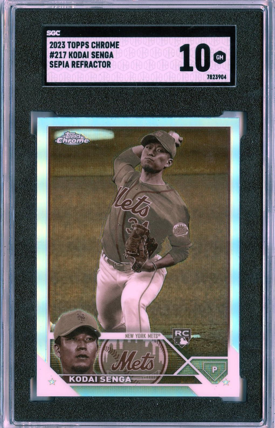2023 Topps Chrome #217 Kodai Senga Sepia Refractors RC SGC 10 — Front