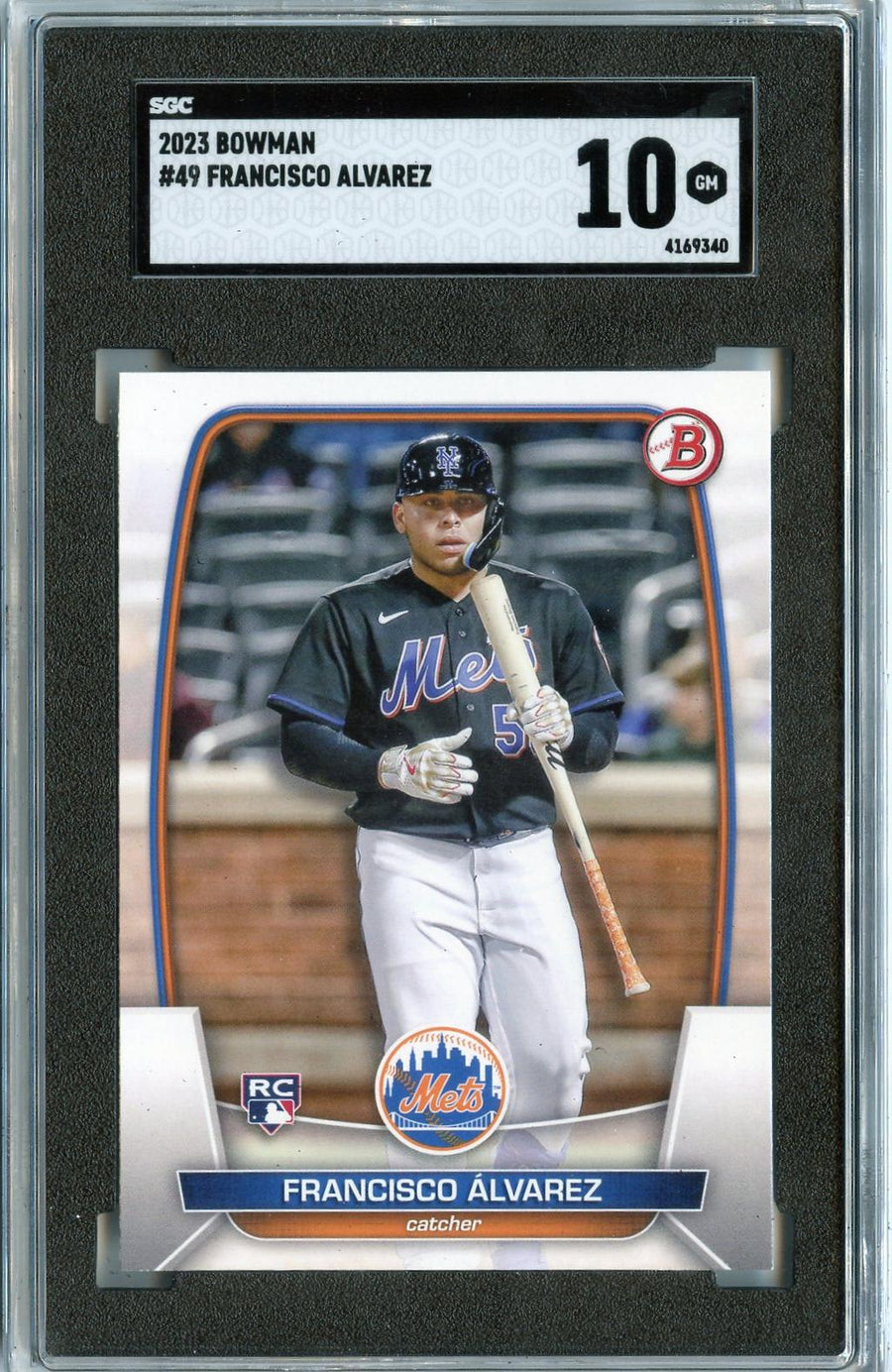 2023 Bowman #49 Francisco Alvarez RC SGC 10 — Front
