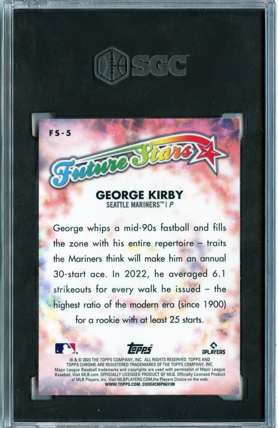 2023 Topps Chrome #FS-5 George Kirby Future Stars SGC 10 — Back