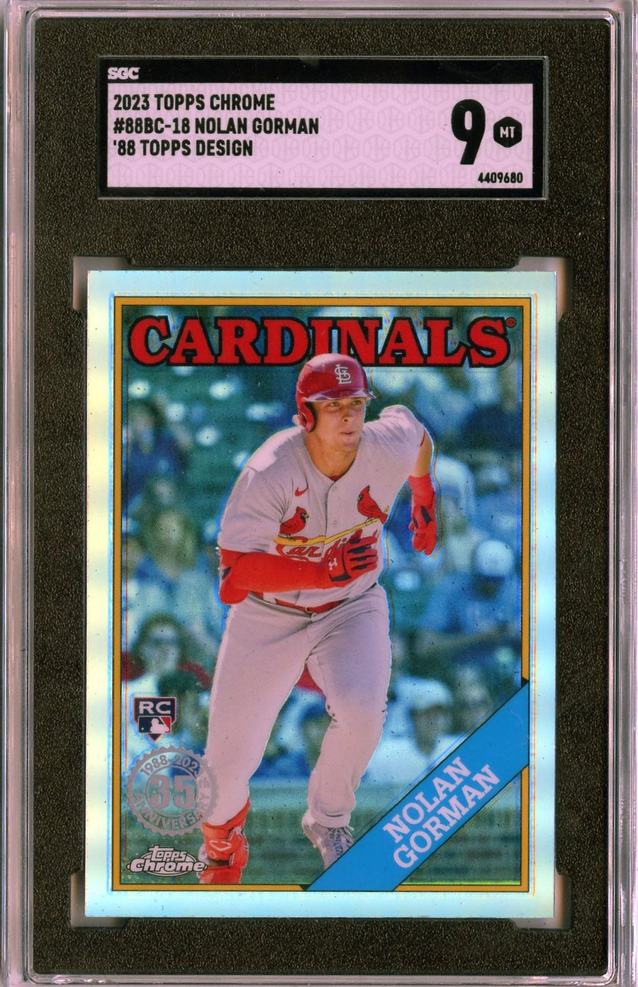 2023 #88BC-18 Nolan Gorman 1988 Topps Chrome 35th Anniversary RC SGC 9 — Front