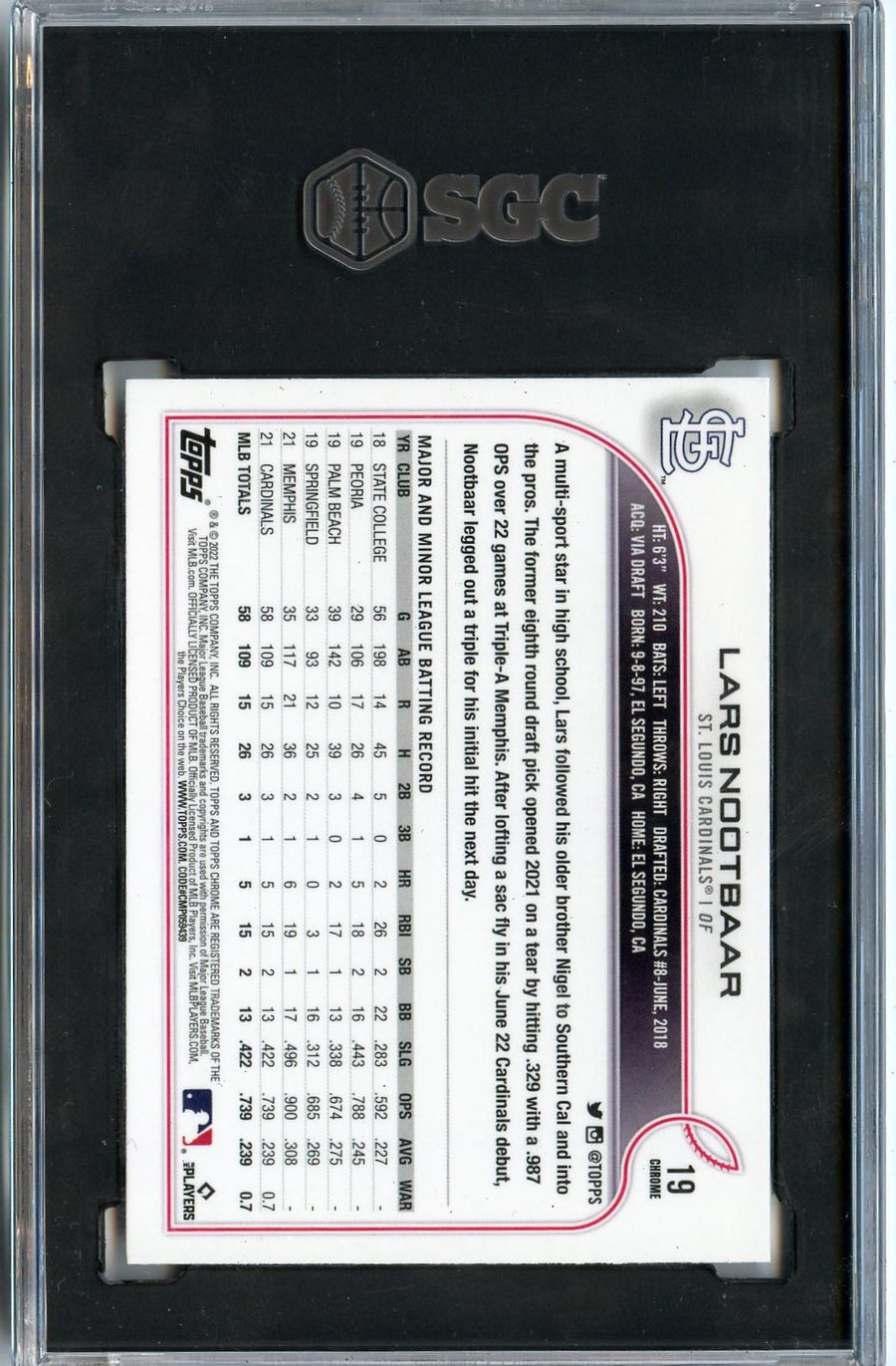 2022 Topps Chrome #19 Lars Nootbaar RC SGC 9 — Back