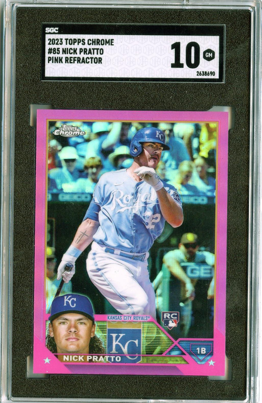 2023 Topps Chrome #85 Nick Pratto Pink Refractors RC SGC 10 — Front