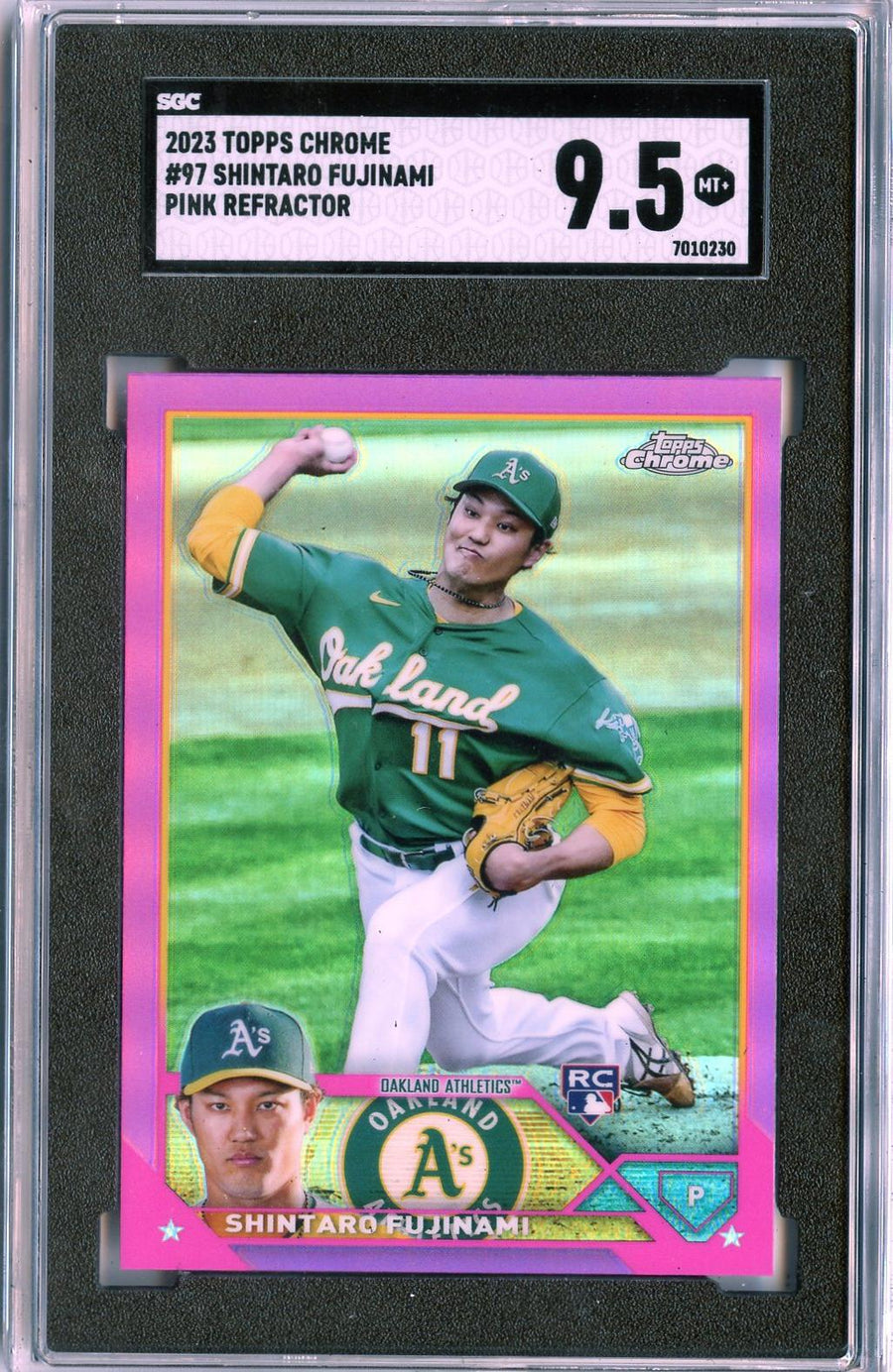 2023 Topps Chrome #97 Shintaro Fujinami Pink Refractors RC SGC 9.5 — Front