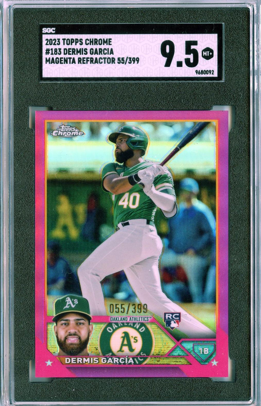 2023 Topps Chrome #183 Dermis Garc������������������a Magenta Refractors RC SGC 9.5 — Front