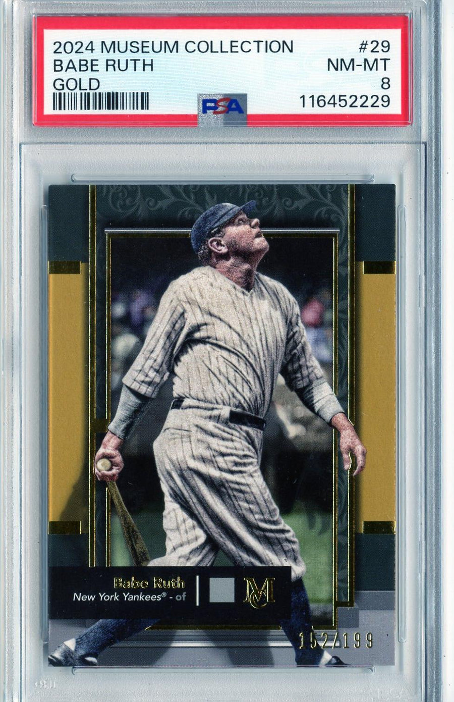 2024 Topps Museum Collection #29 Babe Ruth Gold PSA 8 — Front