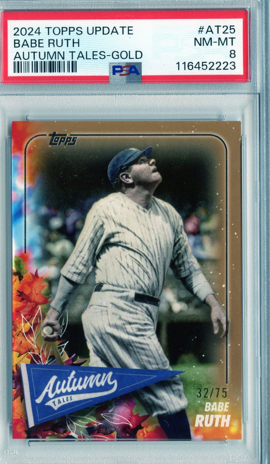 2024 Topps Update #AT-25 Babe Ruth Autumn Tales Gold PSA 8 — Front