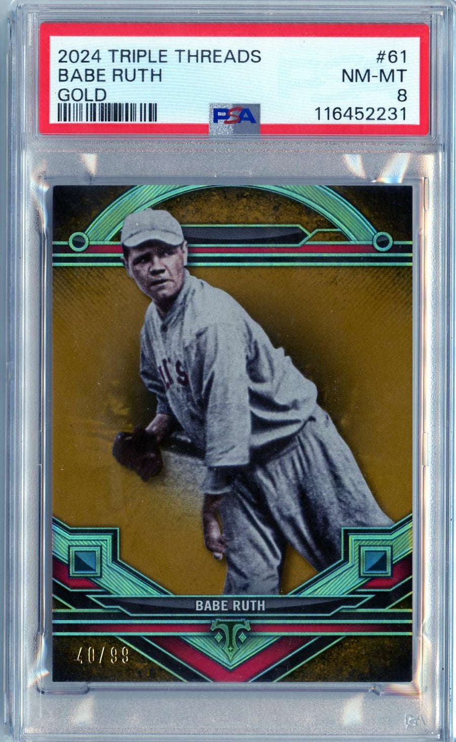 2024 Topps Triple Threads #61 Babe Ruth Gold PSA 8 — Front