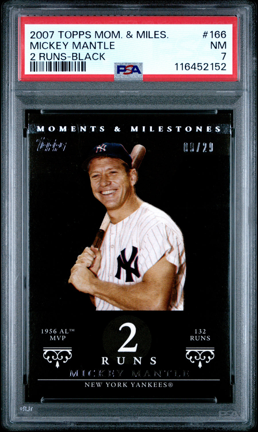 2007 Topps Moments & Milestones #166 Mickey Mantle 2 Runs-Black PSA 7 — Front