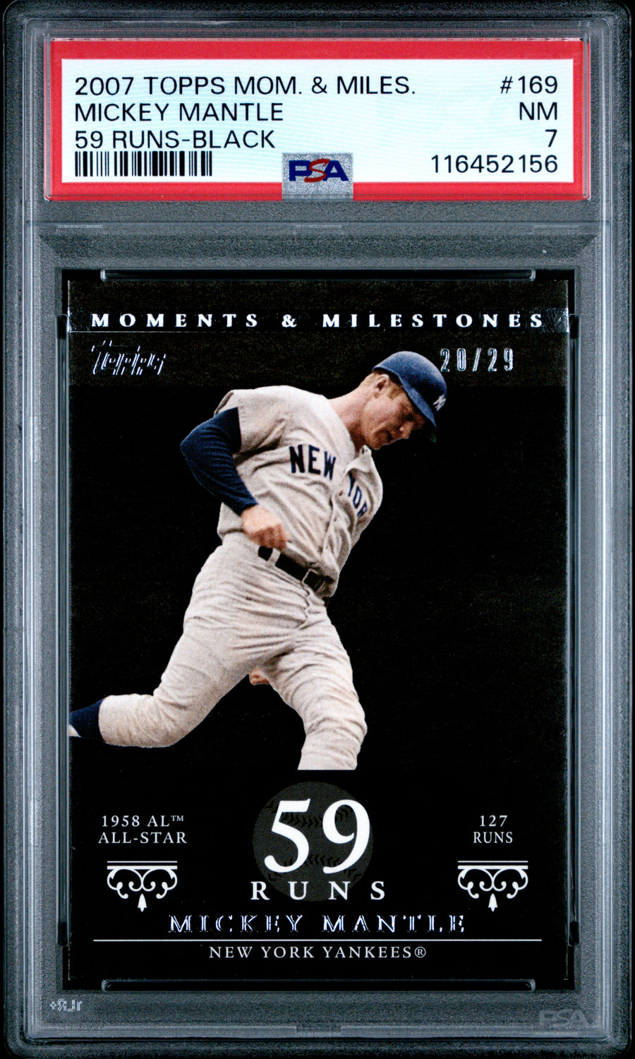 2007 Topps Moments & Milestones #169 Mickey Mantle 59 Runs-Black PSA 7 — Front