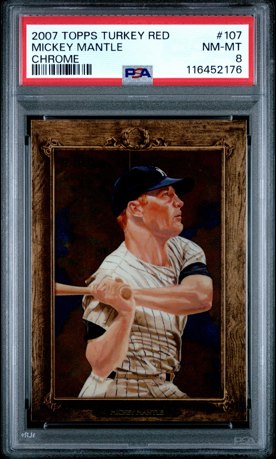 2007 Topps Turkey Red Chrome #107 Mickey Mantle Chrome PSA 8 — Front