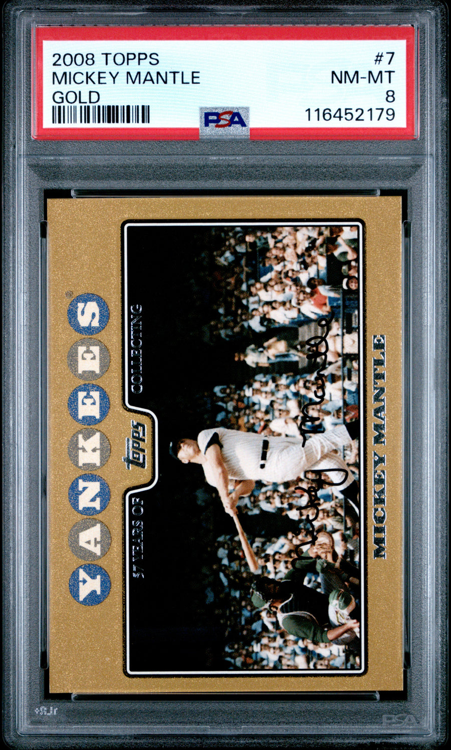 2008 Topps #7 Mickey Mantle Gold PSA 8 — Front