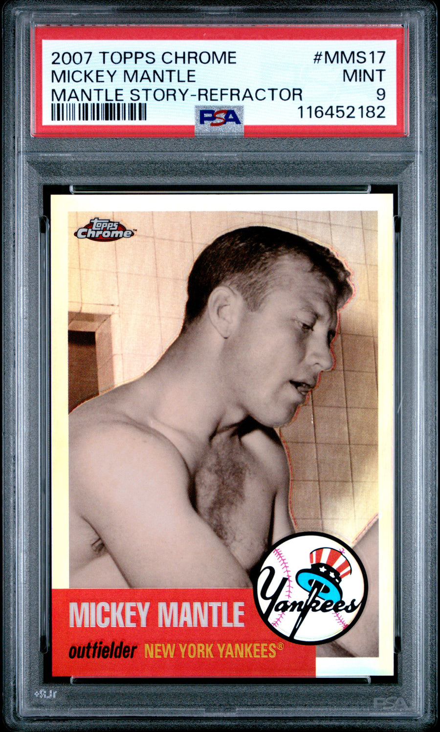 2007 Topps Chrome Mantle Story #MMS17 Mickey Mantle Mantle Story-Refractor PSA 9 — Front