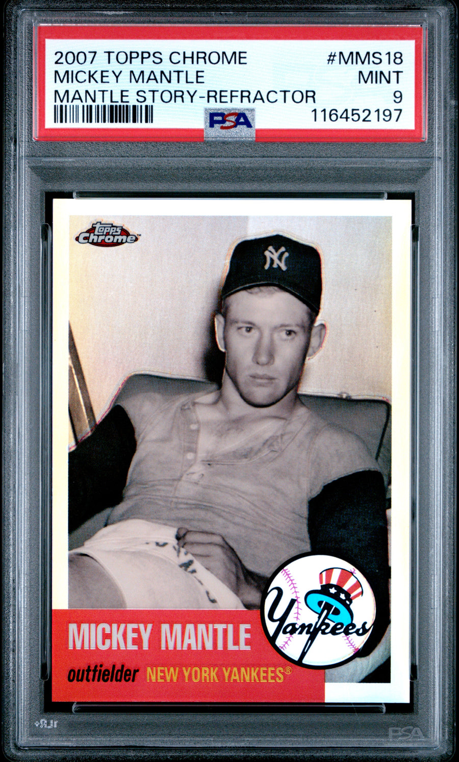 2007 Topps Chrome Mantle Story #MMS18 Mickey Mantle Mantle Story-Refractor PSA 9 — Front