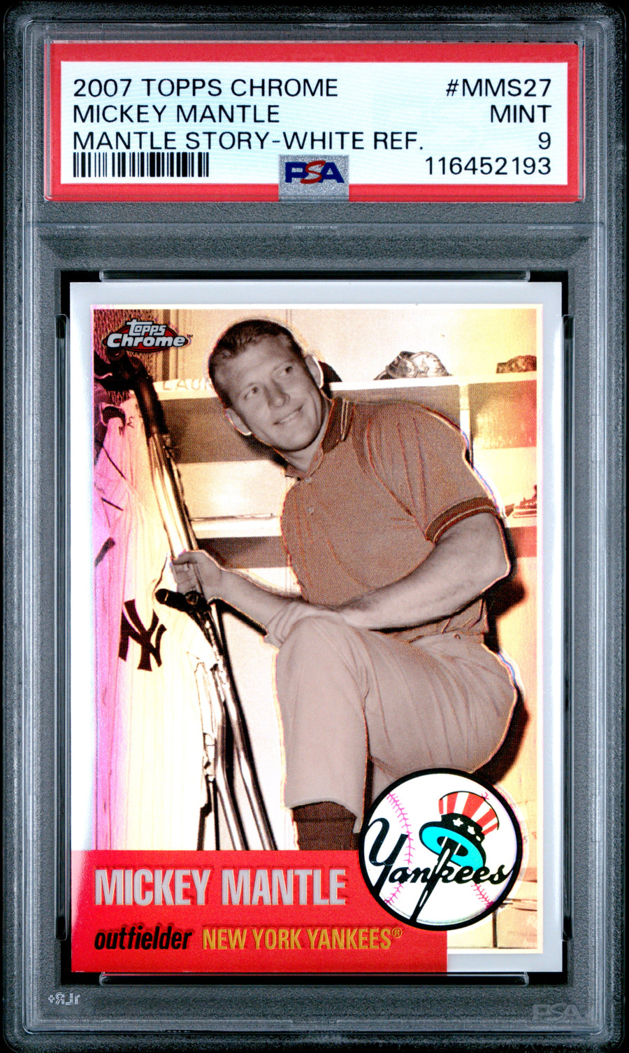 2007 Topps Chrome Mickey Mantle Story White Refractors #MMS27 PSA 9 — Front