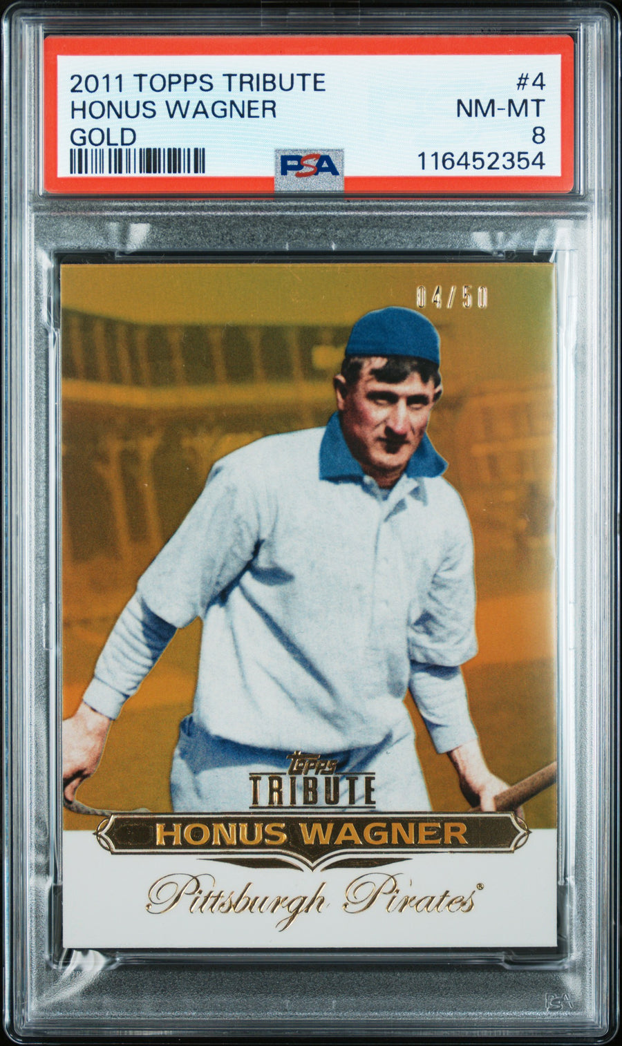 2011 Topps Tribute #4 Honus Wagner Gold PSA 8 — Front