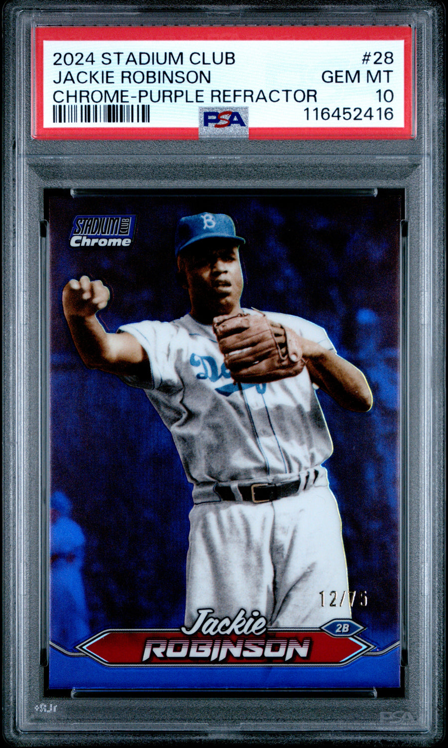 2024 Topps Stadium Club #28 Jackie Robinson Chrome-Purple Refractor PSA 10 — Front
