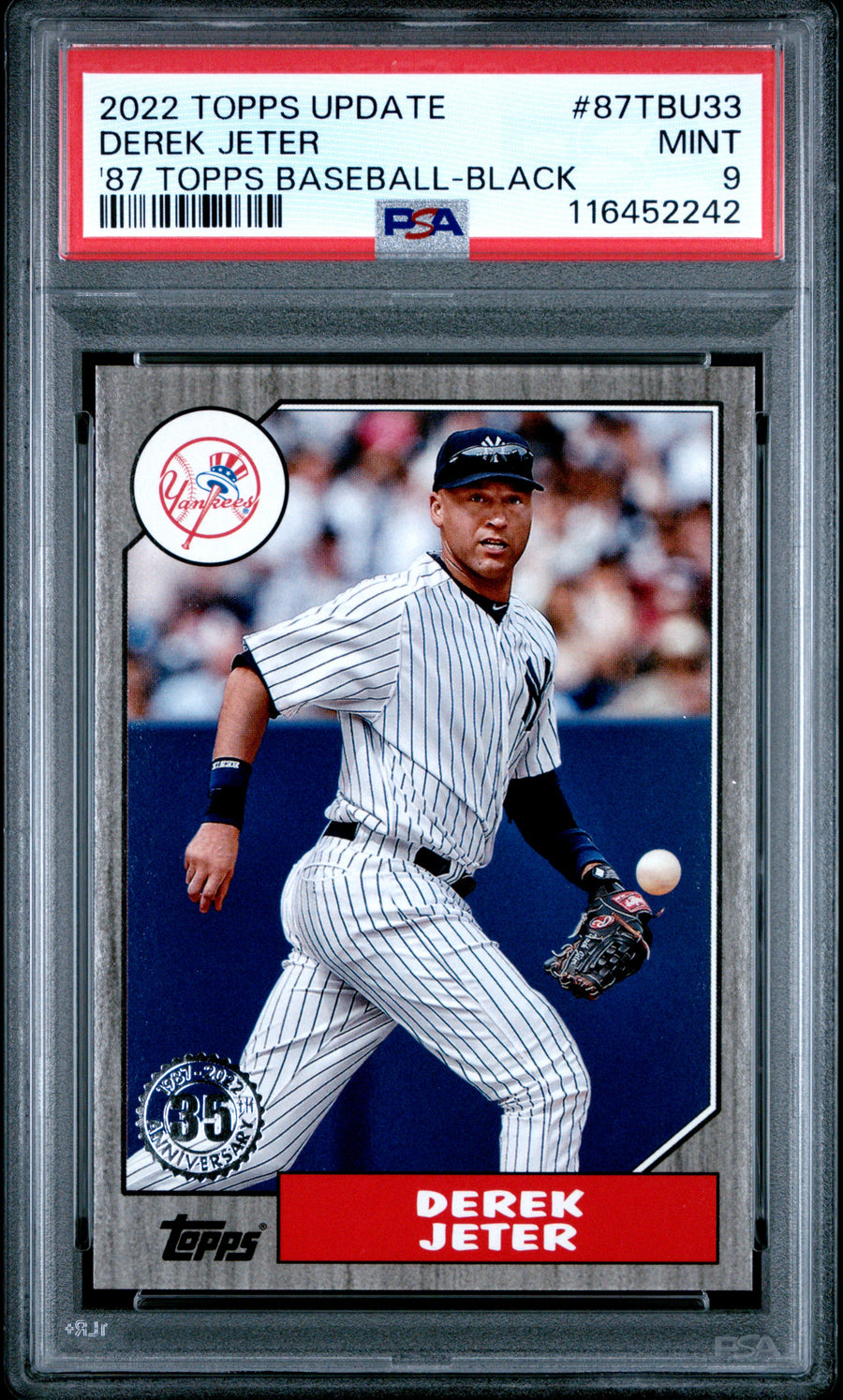 2022 Topps Update #87TBU33 Derek Jeter '87 Topps Baseball-Black PSA 9 — Front