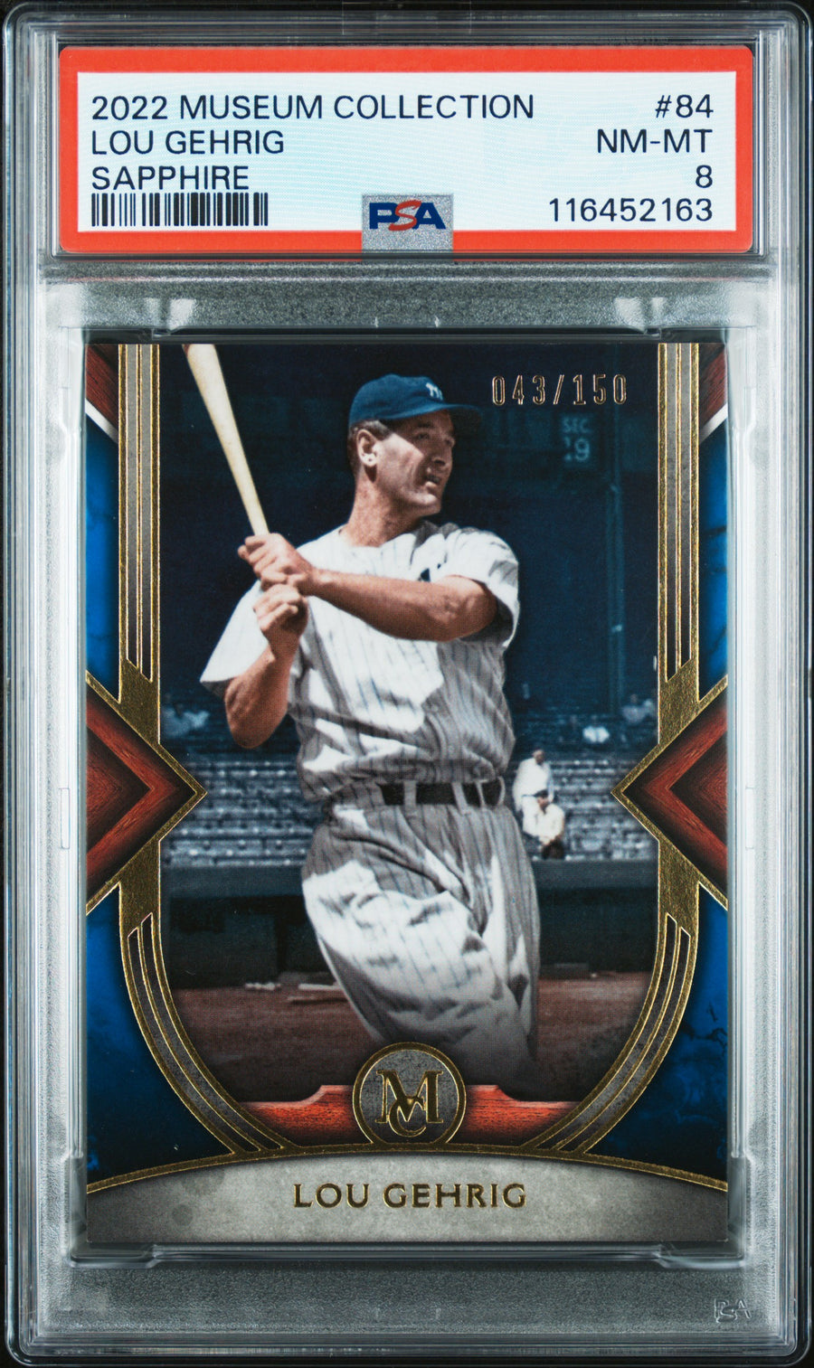 2022 Topps Museum Collection #84 Lou Gehrig Sapphire PSA 8 — Front