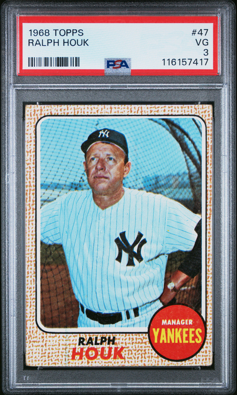 1968 Topps #47 Ralph Houk PSA 3 — Front