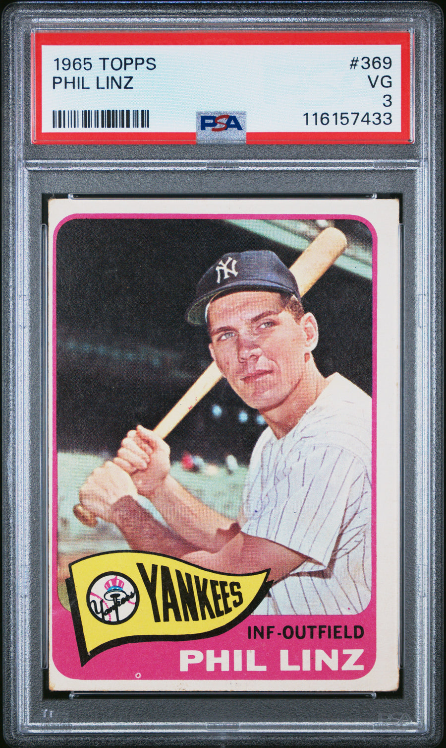 1965 Topps #369 Phil Linz PSA 3 — Front
