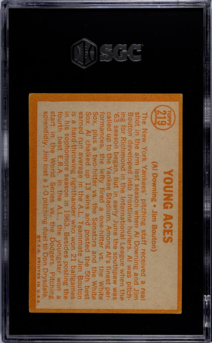 1964 Topps #219 Young Aces SGC 5 — Back