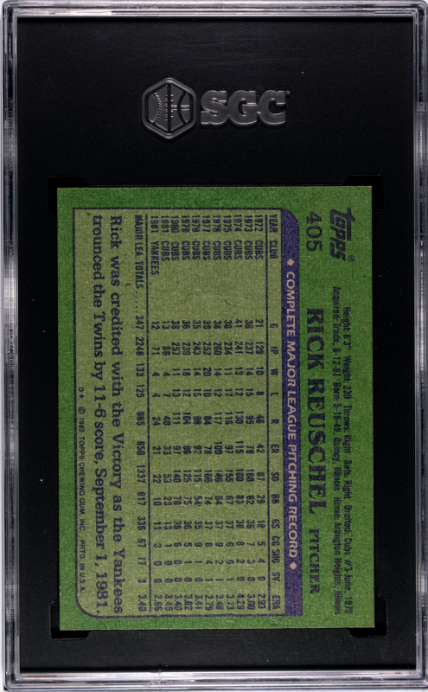 1982 Topps #405 Rick Reuschel SGC 7 — Back