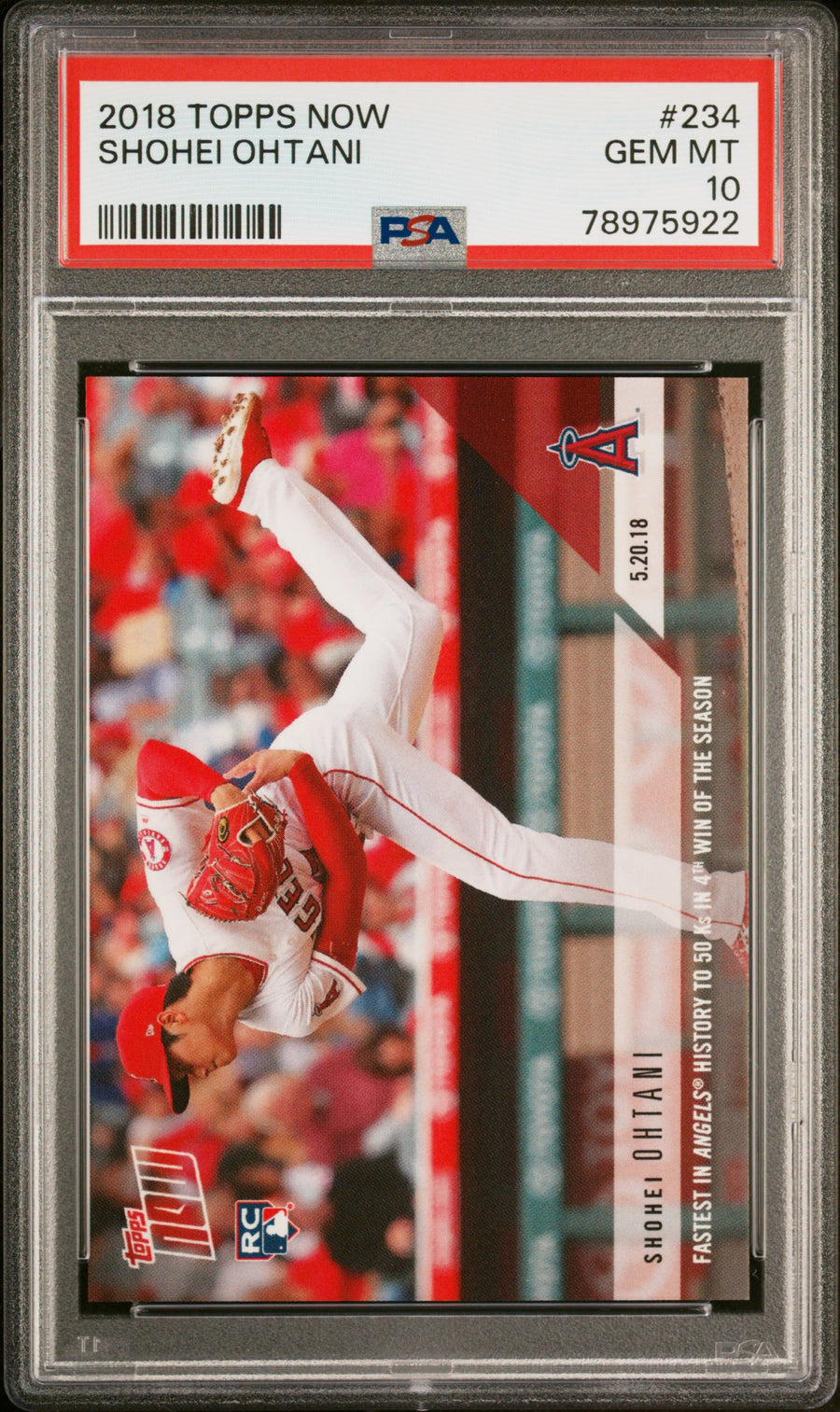 2018 Topps Now #234 Shohei Ohtani RC PSA 10 — Front