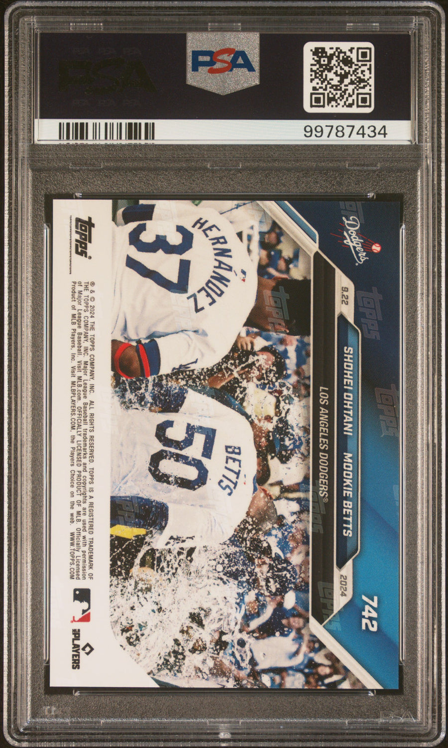 2024 Topps Now #742 Ohtani/Betts Purple PSA 10 — Back
