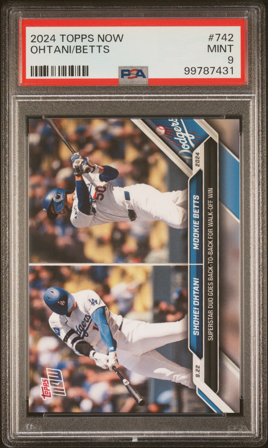 2024 Topps Now #742 Ohtani/Betts PSA 9 — Front