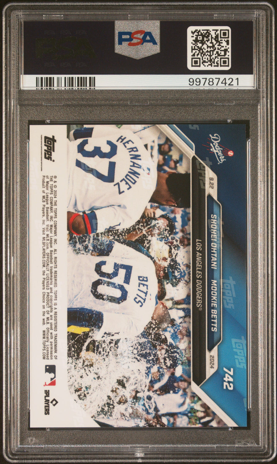 (1)2024 Topps Now #742 Ohtani/Betts PSA 9 — Back