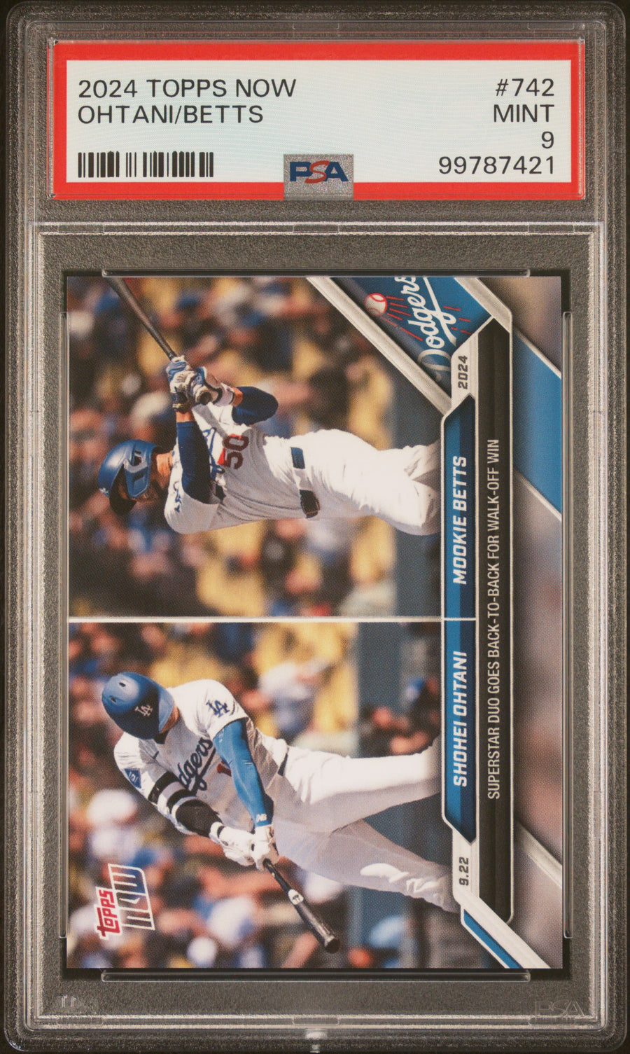 (1)2024 Topps Now #742 Ohtani/Betts PSA 9 — Front