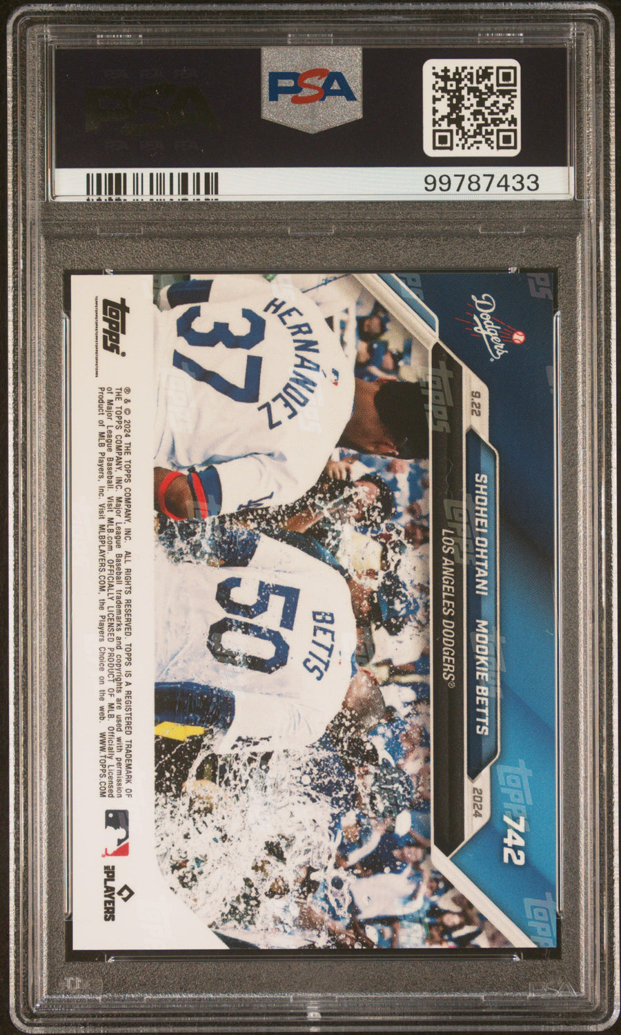(2)2024 Topps Now #742 Ohtani/Betts PSA 9 — Back