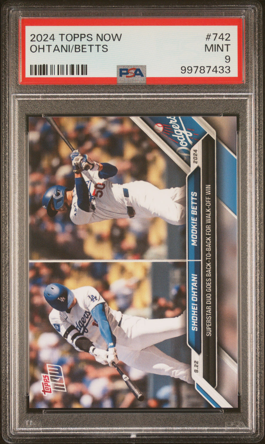 (2)2024 Topps Now #742 Ohtani/Betts PSA 9 — Front